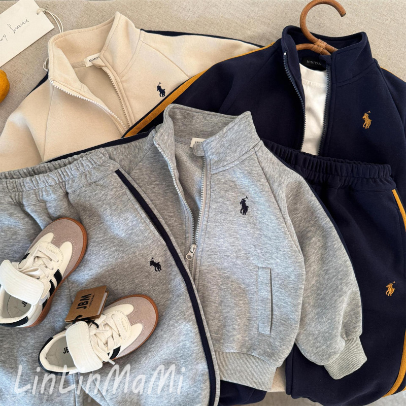 Children's Sweatshirt Set 2026 Spring New Product Boys and Girls Embroidered Sweatshirt Set Baby Sports Two-Piece Set
