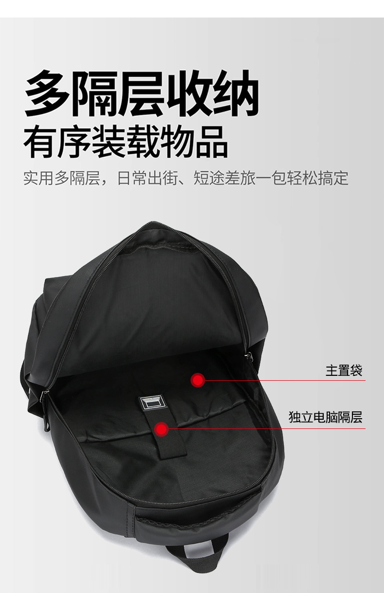 Cross-border business backpack, men's commuting and office computer bag, water-resistant double backpack, lightweight and large-capacity student schoolbag undefined
