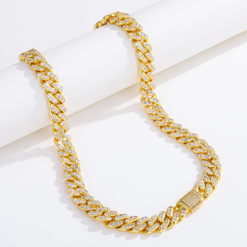 Hip-Hop Solid Color Copper Plating Inlay Zircon Necklace 1 Piece