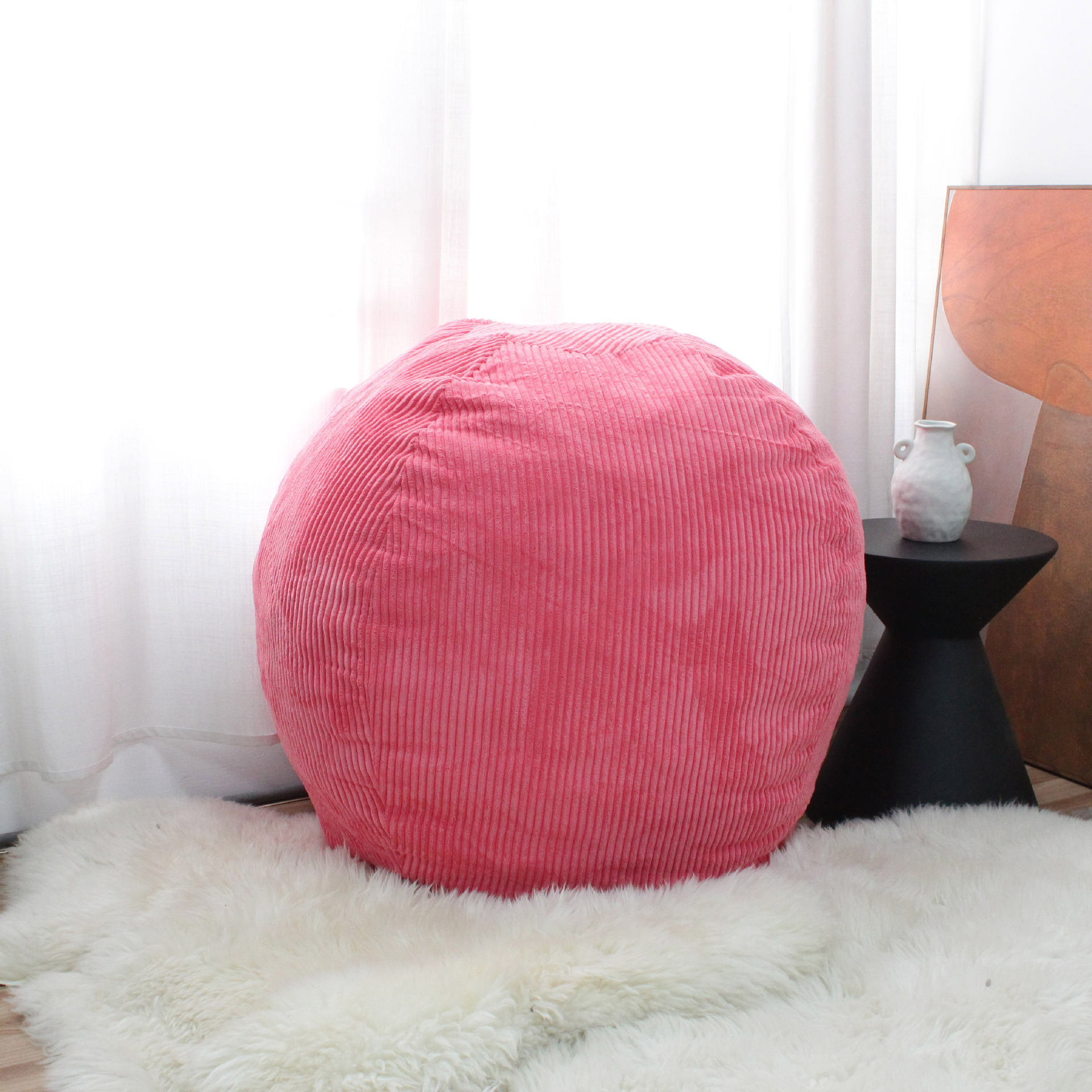 Factory Wholesale Cross-Border Solid Color Bean Bag Tatami Home Living Room Bedroom Corduroy Bean Bag Lazy Sofa Removable and Washable