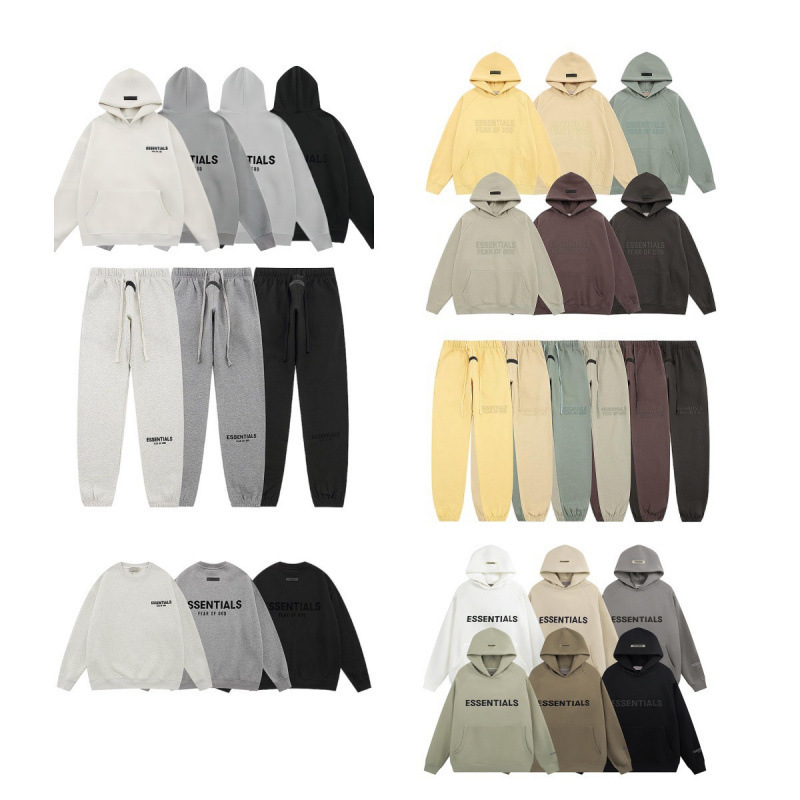 Ess New Cross-Border Hooded Sweatshirt and Sweatpants Set, Crew Neck Short T-Shirt and Shorts, Fog Loose Fit, Unisex with Logo, Classic Couple Style Ess New Cross-Border Hooded Sweatshirt and Sweatpants Set, Crew Neck Short T-Shirt and Shorts, Fog Loose Fit, Unisex with Logo, Classic Couple Style