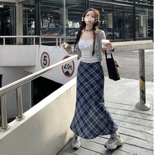 单裙 | 长短款 春秋新款复古格纹开叉半身裙女气质修身包臀裙百搭