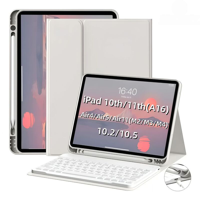 Suitable for Ipad11A16 Tablet Protective Case 10Th Generation 10.9inch Wireless Bluetooth Keyboard Air78 Leather Case with Pen Slot