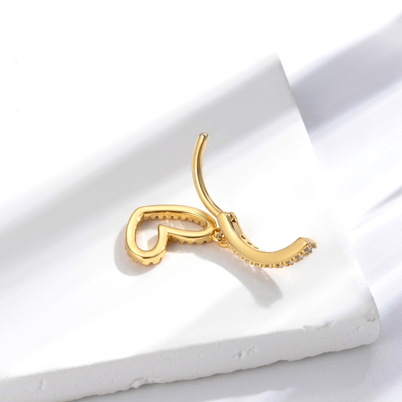 Women's Gender Inlay Design 1 Piece Belly Rings Simple Style Cross Moon Heart Shape Copper Inlay Zircon
