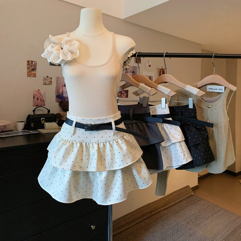 Polka Dot Ruffle Cake Skirt Women's Summer 2026 New Style Puffy Short Skirt Anti-Exposure A-Line Pleated Skirt Polka Dot Ruffle Cake Skirt Women's Summer 2026 New Style Puffy Short Skirt Anti-Exposure A-Line Pleated Skirt