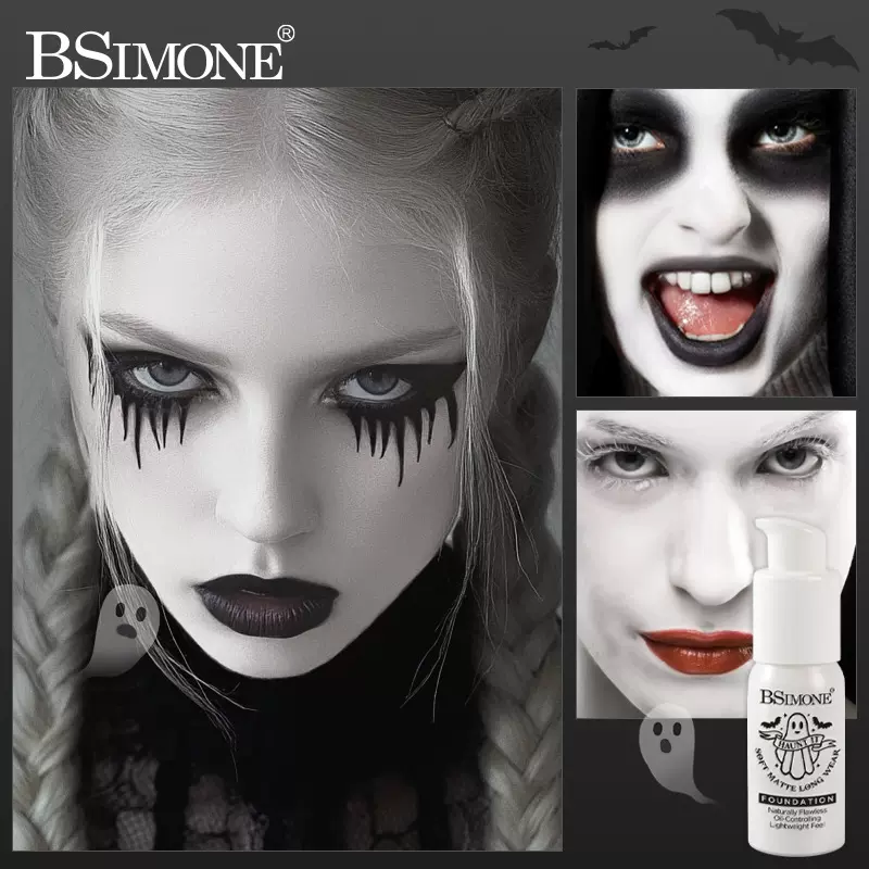 万圣节纯白粉底液舞台妆遮瑕粉底超白面部彩绘轻松覆盖持久不脱妆