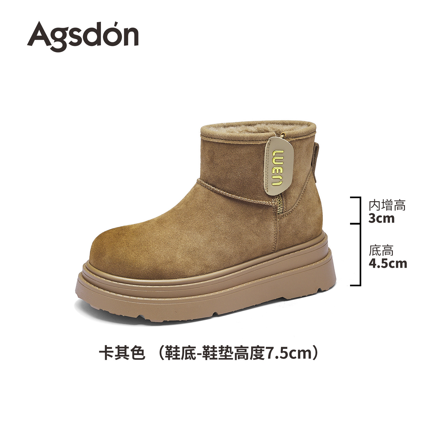 Augu Lion Dengjia terciopelo botas de nieve para mujeres 2025 nuevo invierno engrosado zapatos de algodón de moda botas de pan gruesas