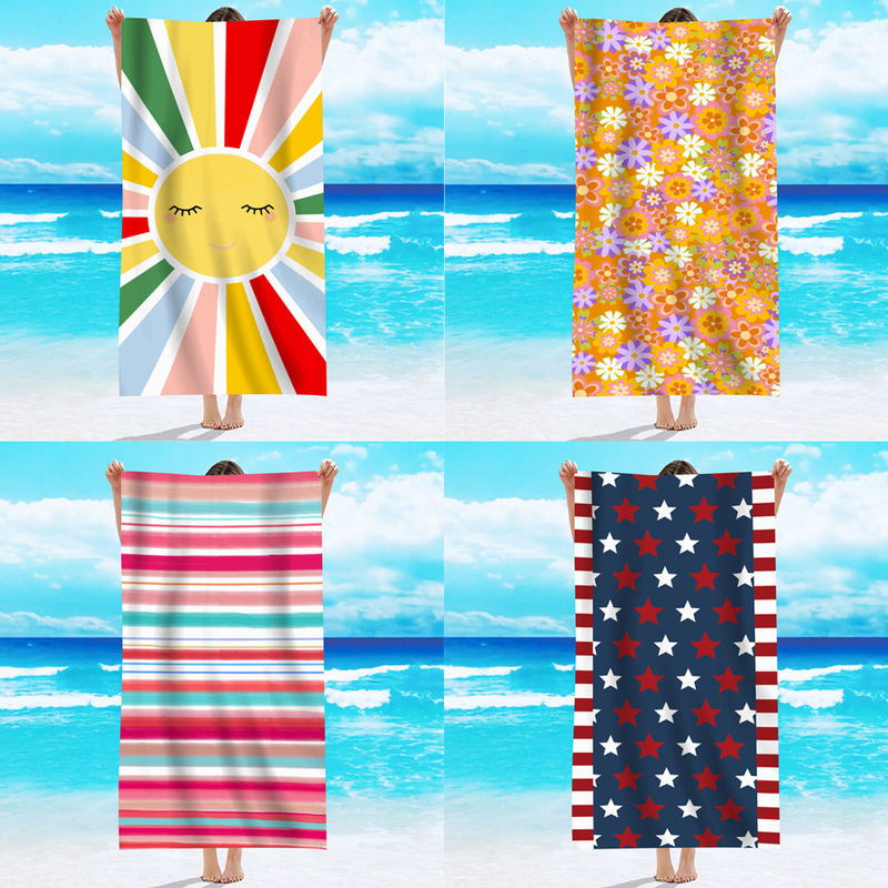 Foreign Trade Single-Sided Velvet Beach Towel Microfiber Beach Bath Towel Various Patterns Towel Bath Towel Summer Beach