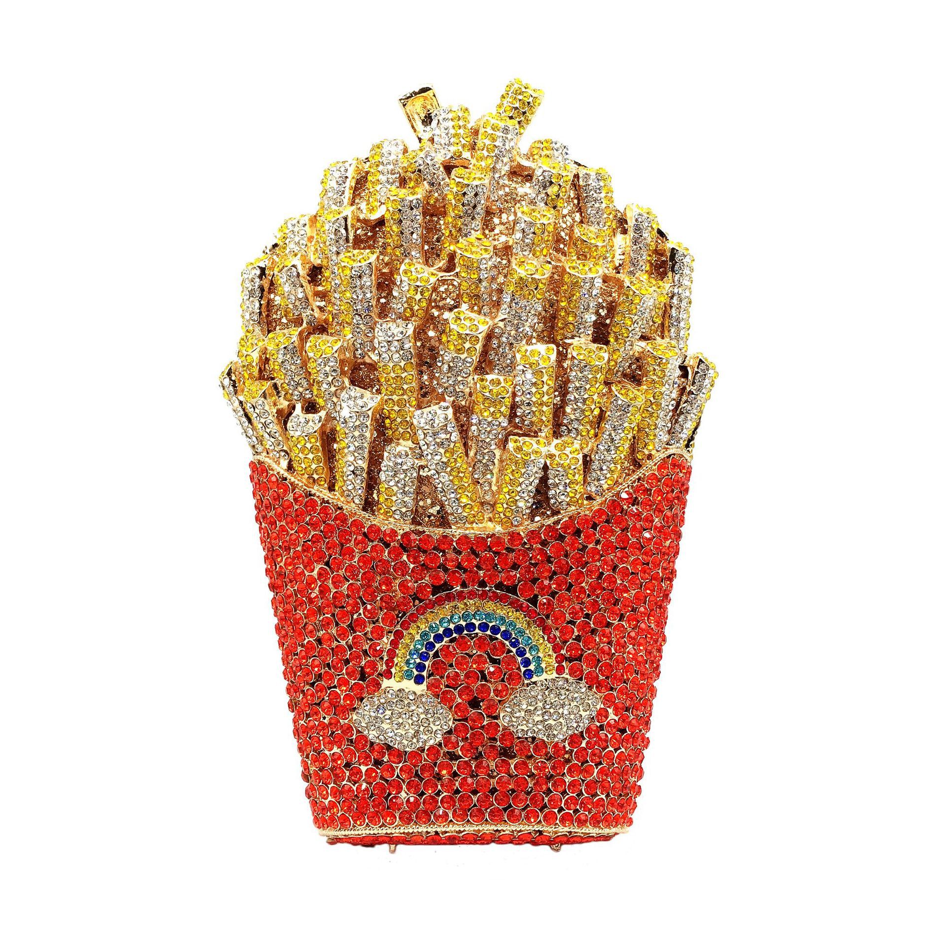 Fritas fritas rhinestone clutch papas fritas bolsas de cena con diamantes huecos bolsas de mano de diamantes