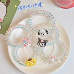 人魚姬鐳射電話線發圈女韓國ins卡通無痕發圈皮筋頭繩丸子頭髮繩