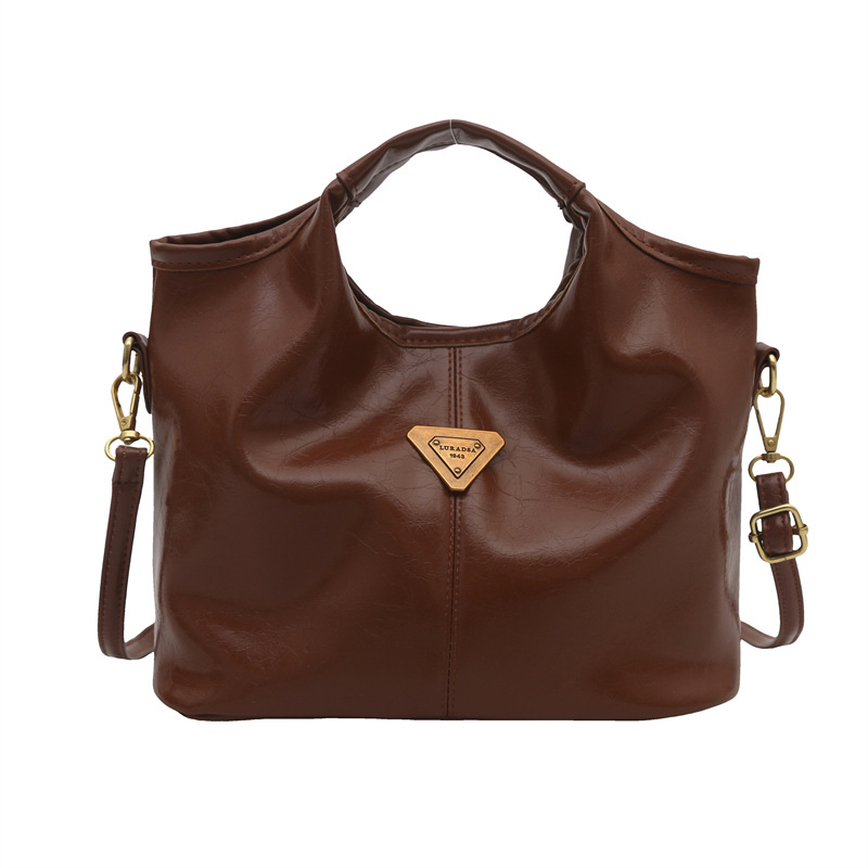 2025 primavera nueva gran capacidad de piel de aceite sensación bolso de mano bolso de mujer moda retro bolso de hombro