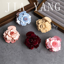 韩国新款玫瑰花鲨鱼夹优雅时尚花朵醋酸发夹甜美花瓣抓夹高级感女