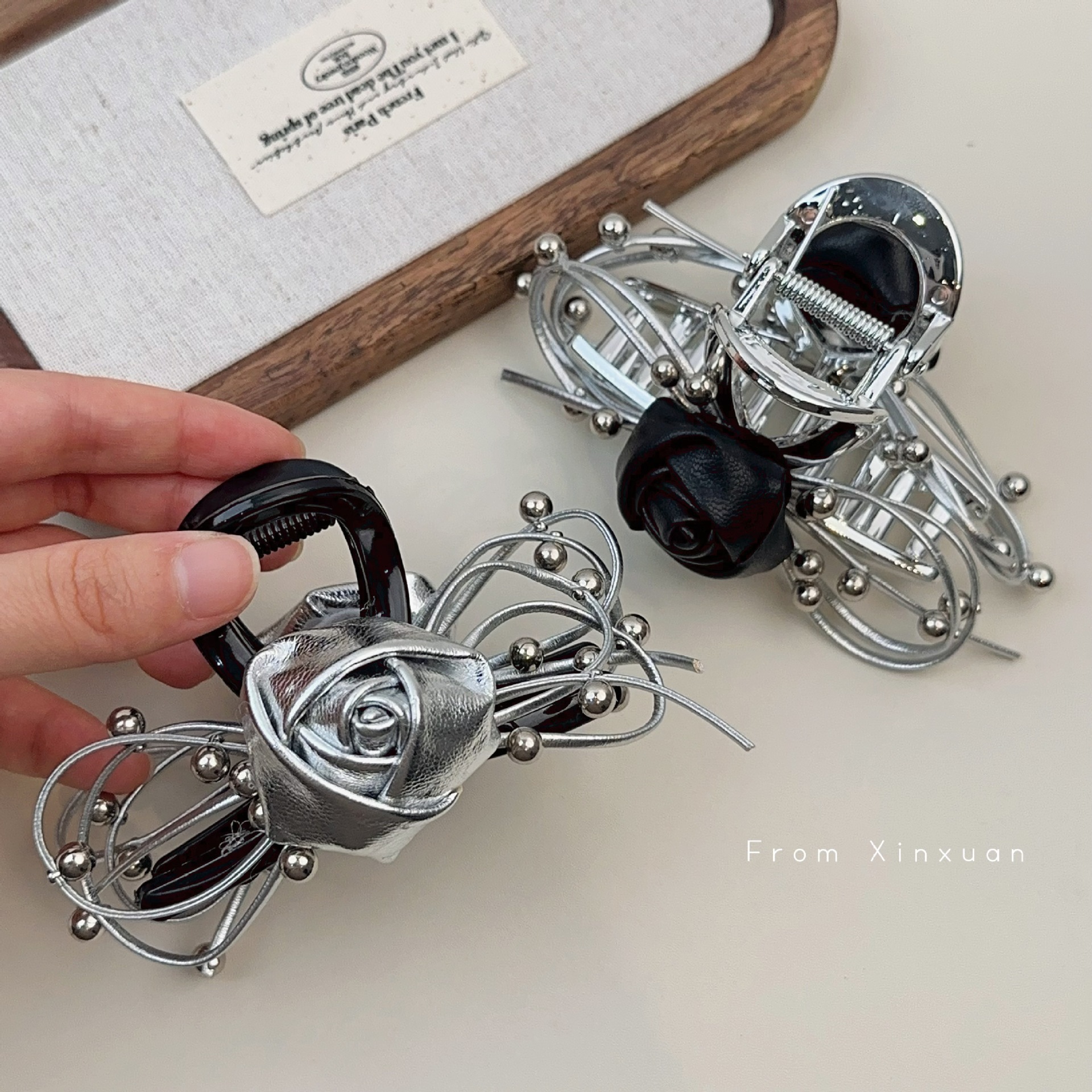 Molla per capelli a forma di rosa elegante pinza per acconciature_voghion.com