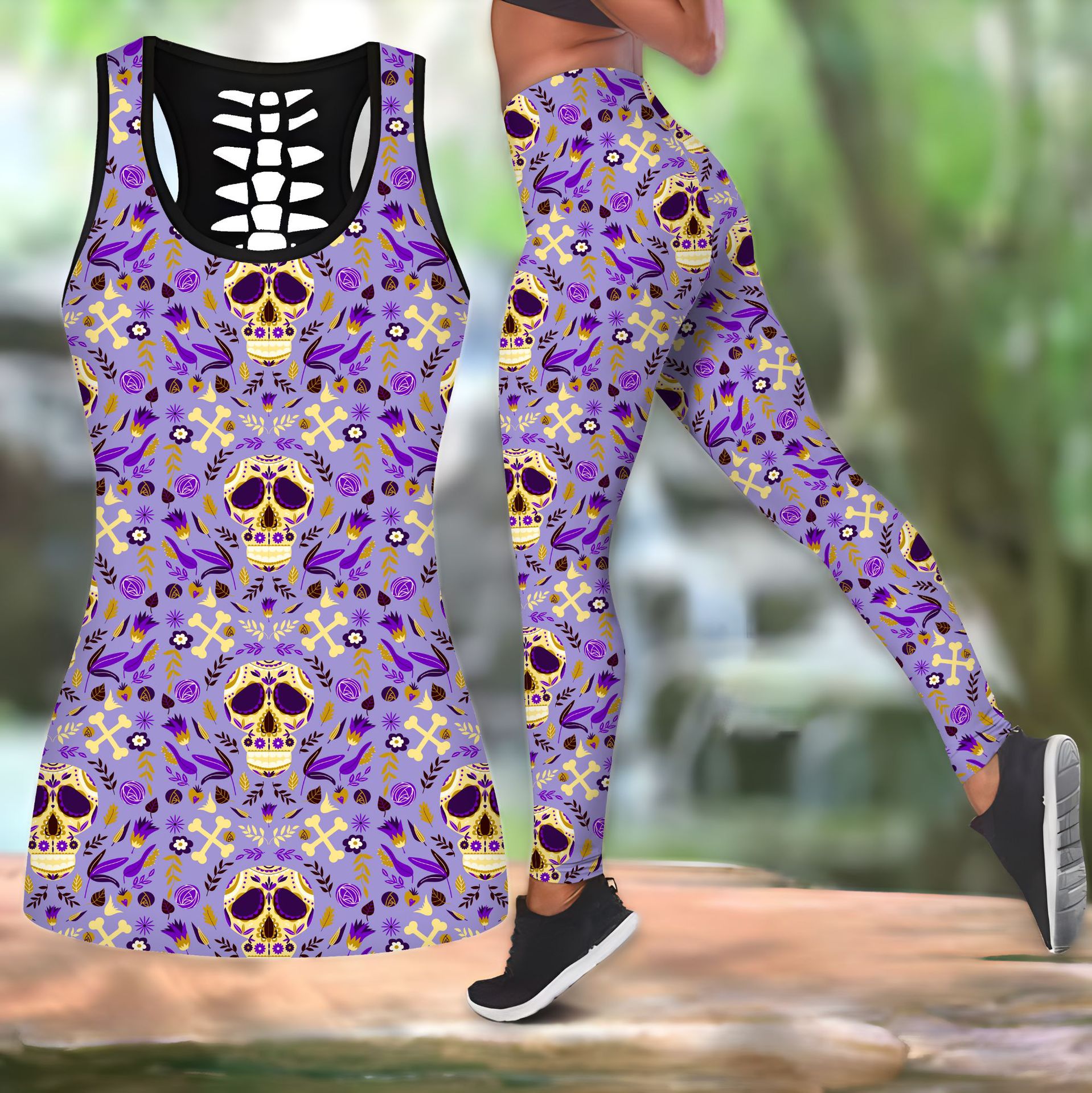 350g Weight Sleeveless Sleeve Length Spandex, Polyester Fabric Type Pant Co-ord Set Sets Type 2 Pieces Set Quantity Street, Sports Occasion U Neck Neckline Skinny Fit Type Halloween Festival Rose, Skull Pattern Summer, Spring Season Women's Gender Printing Design Hip-Hop, Streetwear Style Street Sports Women's Hip-Hop Streetwear Rose Skull Spandex Polyester Printing Pant Co-ord Set Pants Sets 10