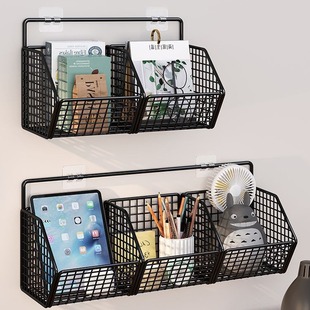 Punch-free wall storage rack student dormitory storage artifact wall-mounted wall hanging basket bedside storage rack