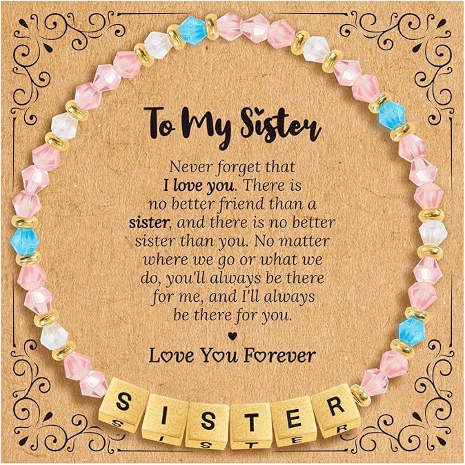 Cross-Border European and American Pink Crystal Faceted Bead Letter Bracelet for Sisters, Mothers and Aunts Pink Crystal Good Luck Bracelet