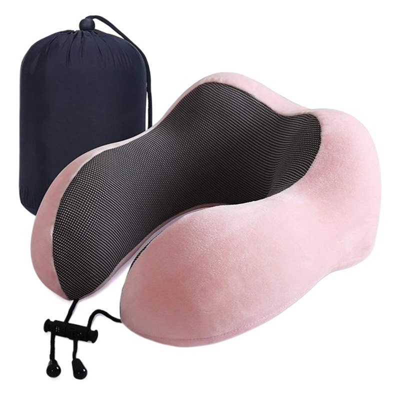 Venta caliente transfronteriza rebote lento almohada en forma de U almohada de espuma de memoria almohada de viaje de almacenamiento portátil almohada de cuello almohada de avión al por mayor