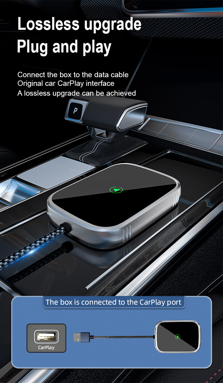 Cross-Border Original Car Carplay Box Wired to Wireless Converter Suitable for Apple Android Auto Car Navigation Systems