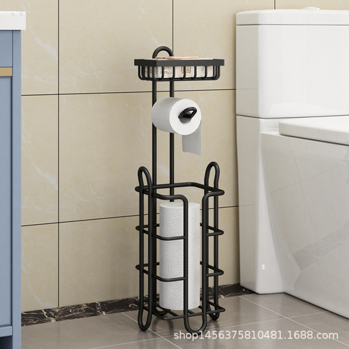 Bathroom roll roll rack stainless steel floor-to-ceiling toilet paper hanger bathroom bathroom paper rack storage rack paper towel storage