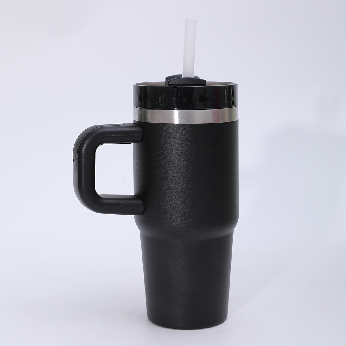 Taza térmica de vacío doble de 14 oz con pajita y asa, para auto image 9
