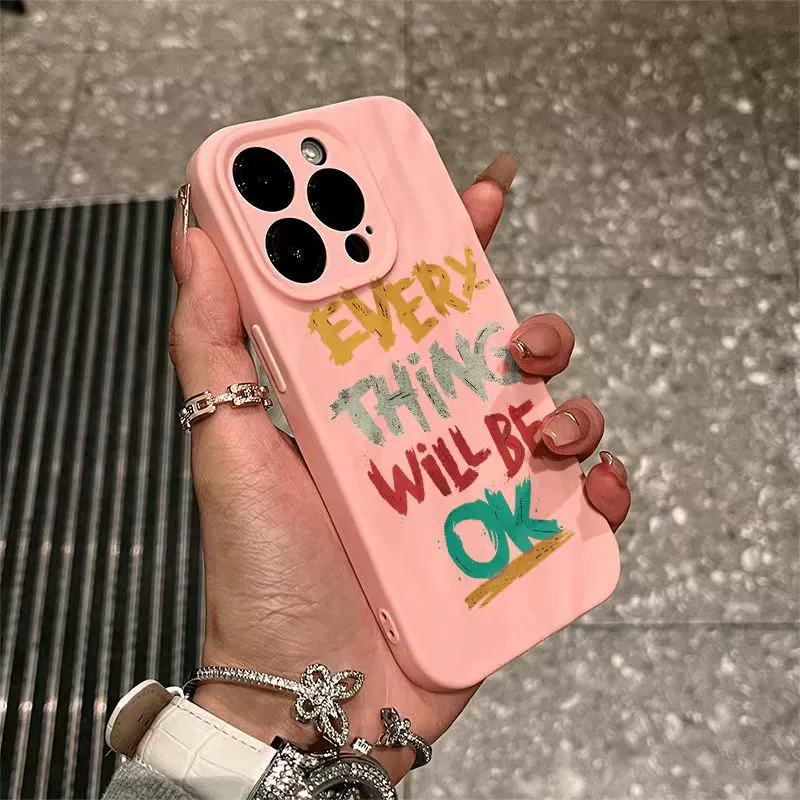 Все будет хорошо Подходит для Apple iPhone16pro 16 Инspirational текст Apple 15 14 Гофре 12 силикон