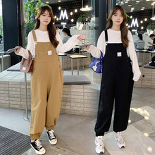 实拍 秋冬新款孕妇背带裤宽松大码显瘦工装裤孕妇秋季孕妇背带裤