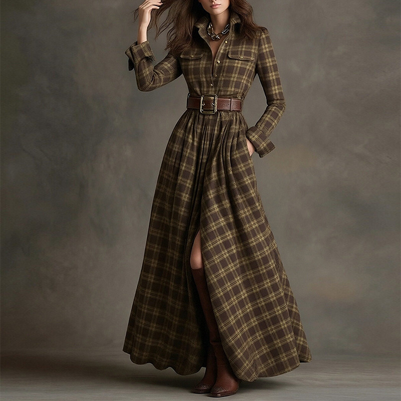 Set gonna francese vintage a quadri svasato e dimagrante donna_voghion.com