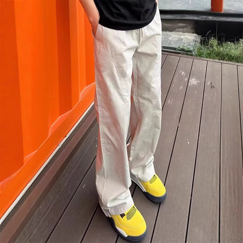 American-style Basic Slant-cut All-match Casual Pants Men's Personality Slim-fit Tall Straight Tooling Trendy Loose Micro-blare Trousers