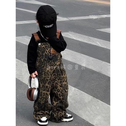 Children's Autumn Outfit 2025: Boys' High-End Stylish Belted Pants for Girls, Trendy Fashion Work Pants