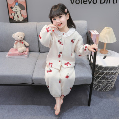女童睡衣加绒保暖2025新款秋冬季珊瑚绒小女孩儿童冬款家居服开衫