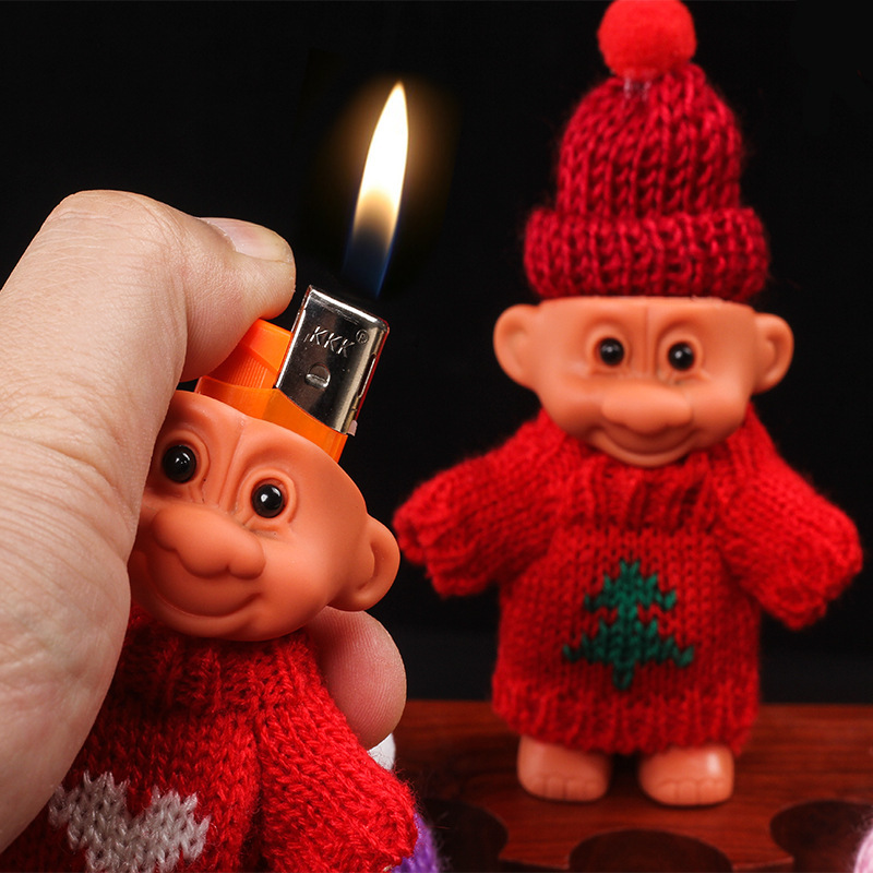 Encendedor suéter retro 90s sombrero troll muñeca dulce cool chica bungee cubierta de cigarrillos de silicona