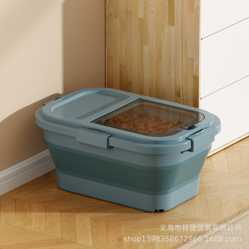 メーカー直送 Amazon 折りたたみ式ドッグフードバケツ キッチン防カビ防湿穀物保存バケツ 米保存バケツ 小麦粉バケツ 米箱|undefined