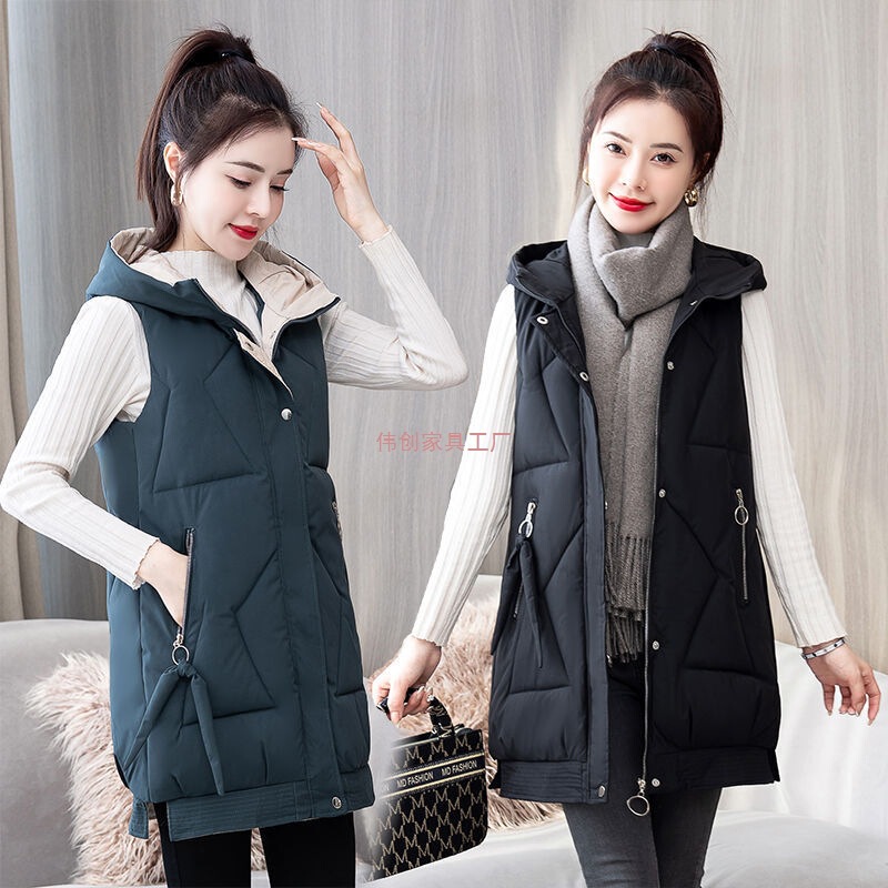 New Waist-Cinching down Cotton Vest 2025 Western Style Autumn and Winter Korean Style Slimming Look Large Size New Outer Vest Jacket