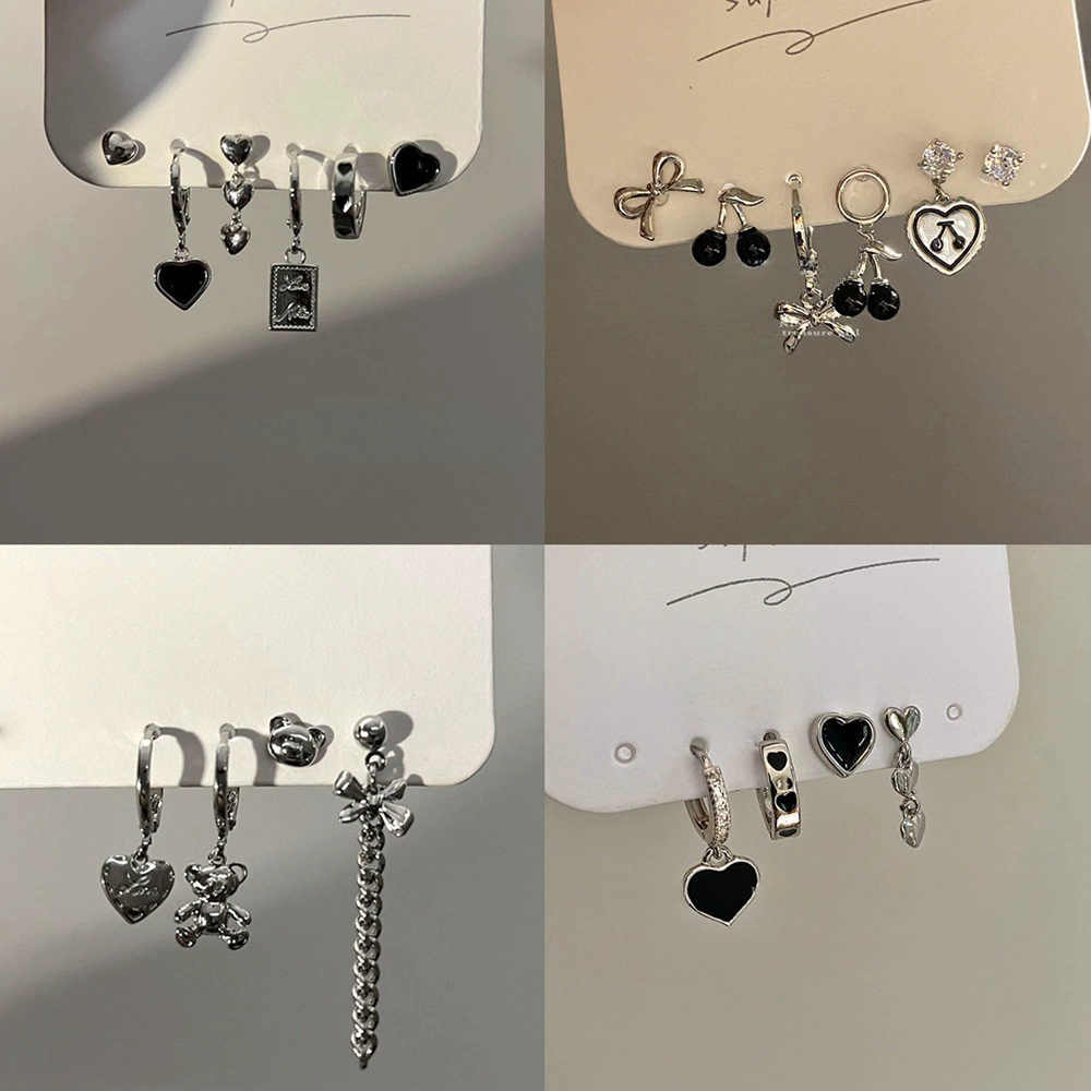 Set with zircon, small design earrings