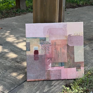 粉黛小众艺术客厅装饰画高级感抽象沙发背景墙挂画肌理感饭厅壁画