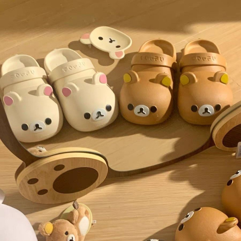 Rilakkuma Summer Cartoon Rilakkuma Clogs, Non-Slip, Odor-Resistant, Outdoor Wear, Home Soft-Soled Closed-Toe Sandals