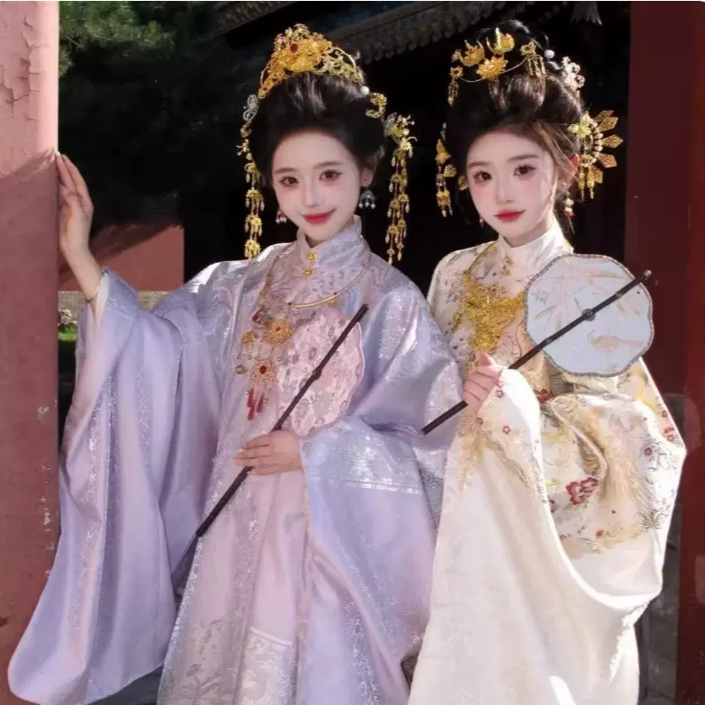 明制汉服套装女宫廷风立领重工春秋古装织金套装古风对襟衫马面裙