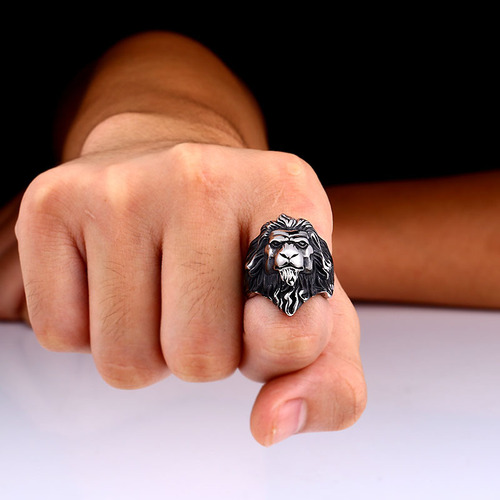 beier foreign trade stainless steel domineering lion men's ring wholesale cross-border trendy men's fashion animal titanium steel ring