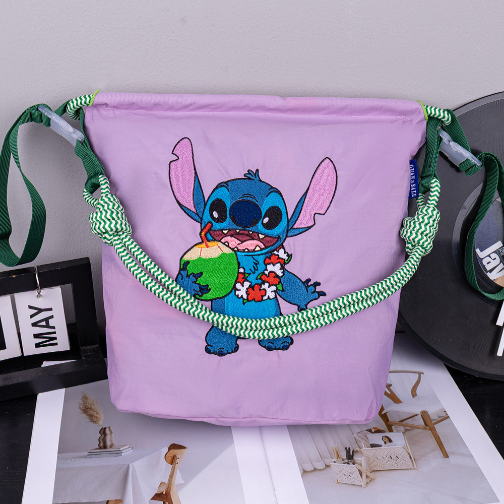 [ジッパーバケットバッグ]新しい調節可能なファッショナブルな刺繍ショッピングバッグ、多用途、軽量、ポータブルショルダークロスボディバッグ、トレンディ