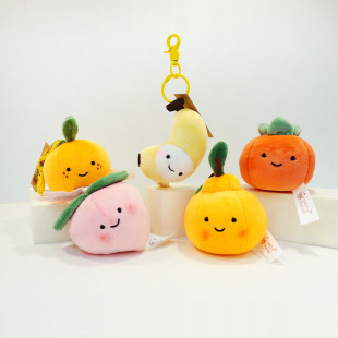 Creative Implied Fruit and Vegetable Apple Eggplant Cute Plush Pendant Couple Car Keychain Grab Doll Backpack Hanging Ornaments