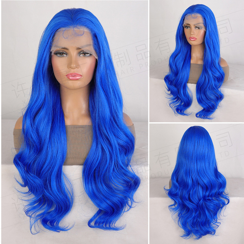 Cross-Border European and American Wigs, Colorful 13*6 Lace Front Synthetic Fiber High-Temperature Silk Curly Hair Wigs. Lace Front Wigs