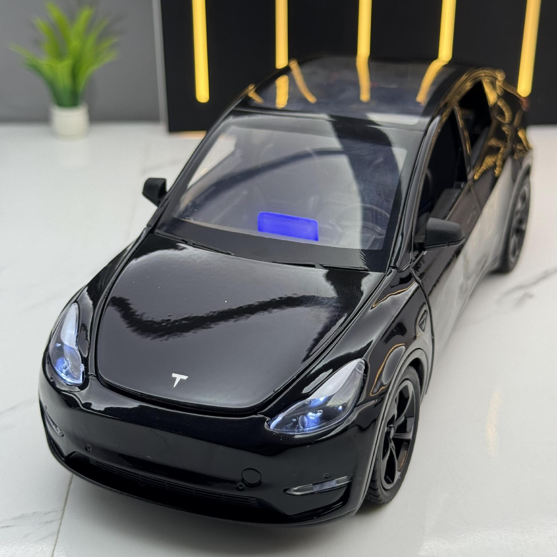 Nuevo modelo de coche de aleación Haodi 1:24 Tesla ModelY Tire hacia atrás la luz efecto de sonido modelo de coche de juguete adornos