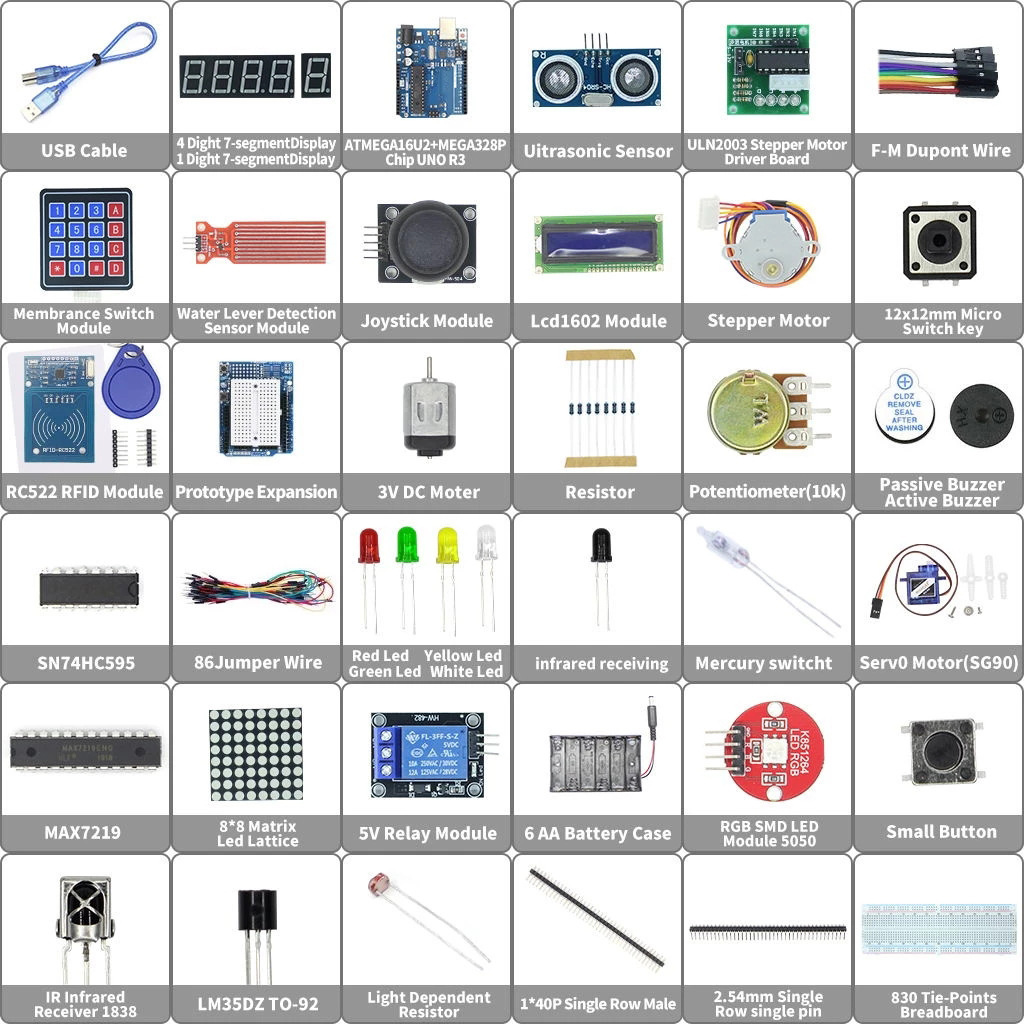 Arduino One R3启动套件 伺服/1602液晶显示器