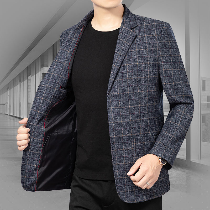 2025春秋新款中老年男士商务休闲西服单件上衣薄款宽松西装外套