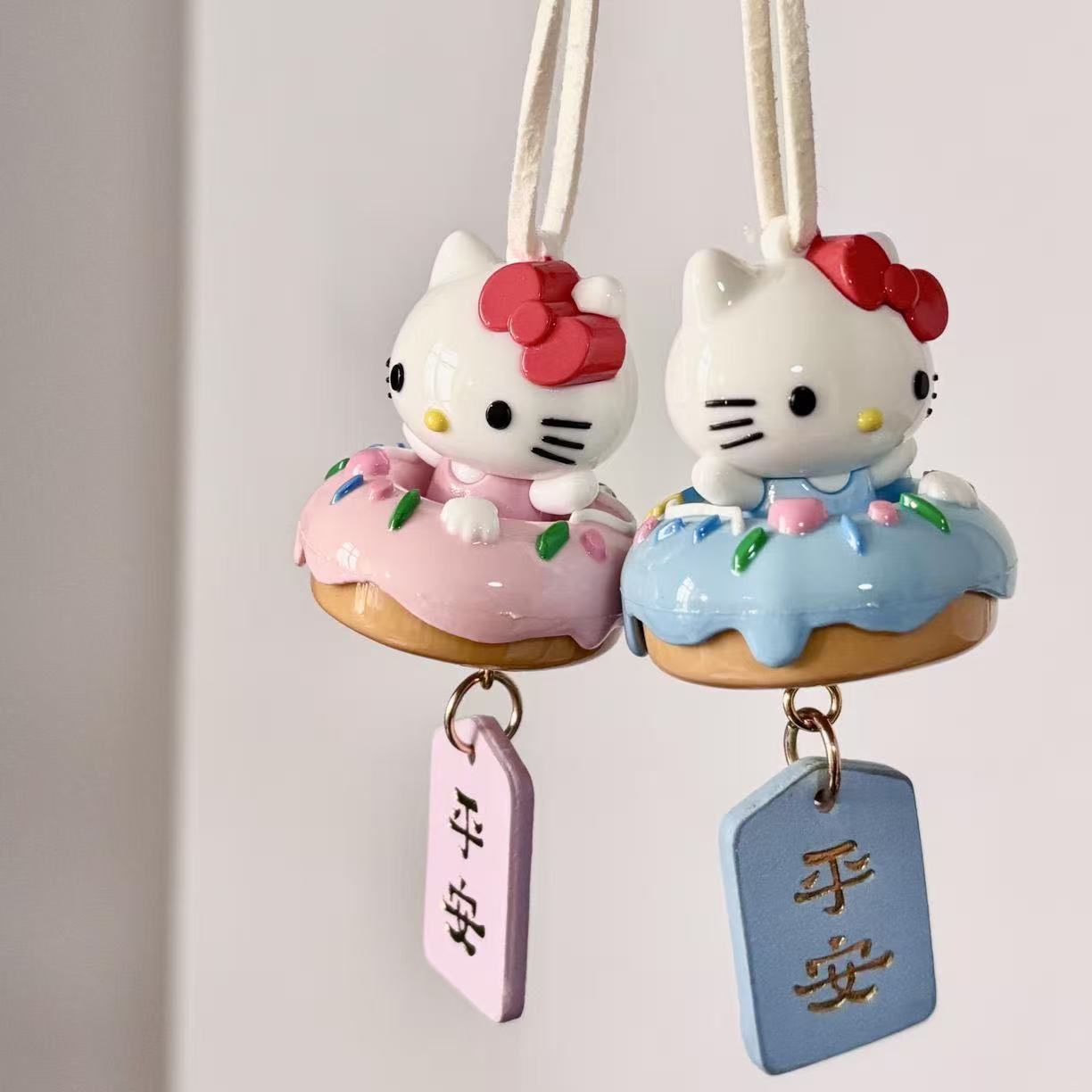 Kt cat donut safety car pendant, cute cartoon car interior decoration, creative gift ornament, niche item
