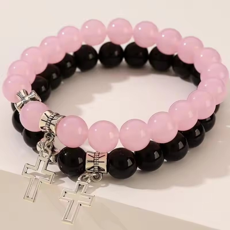 European and American Couple Bracelets, Light Luxury and High-End Cross-Border Popular Jewelry Group Design Cross Bracelet Pendant Accessories
