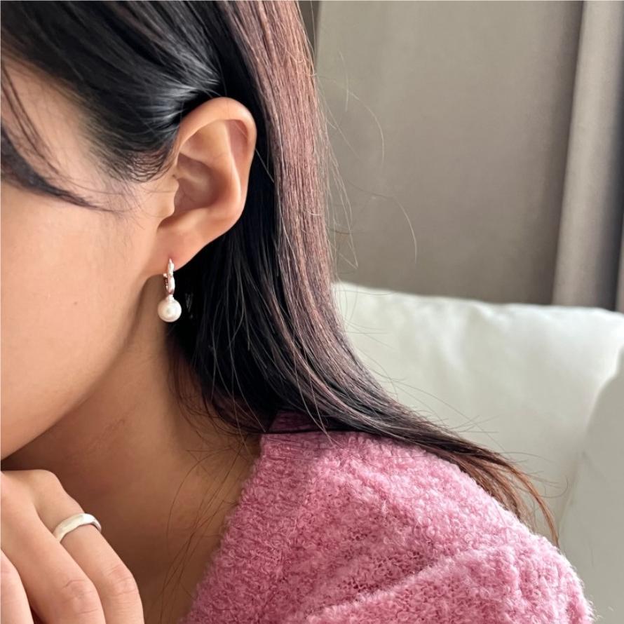 Title 3, Kadın 925 Ayar Gümüş İnci Kalp Küpeler. Zamansı...