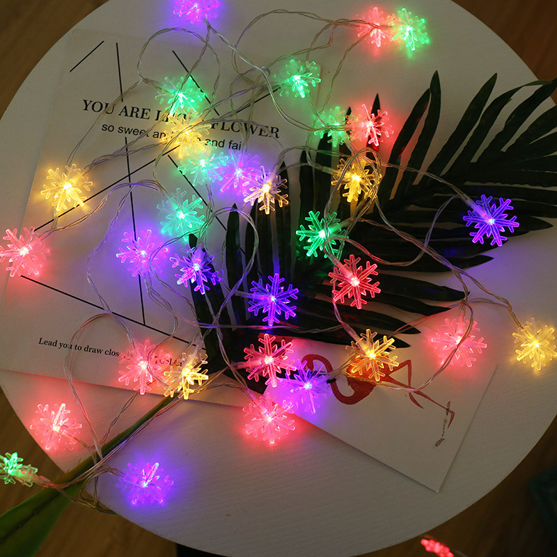 Kepingan salju yang indah (warna) / Model baterai selalu menyala (1,5 meter 10 lampu)