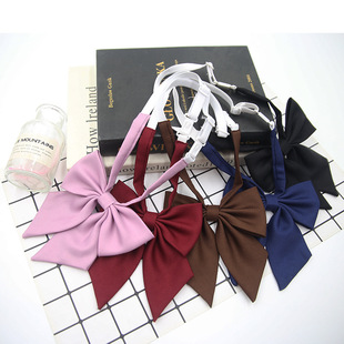 In-Stock Japanese Jk School Style Solid Color Bow Black Pointed Feather Collar Flower Diagonal Brown Collar Flower for Children