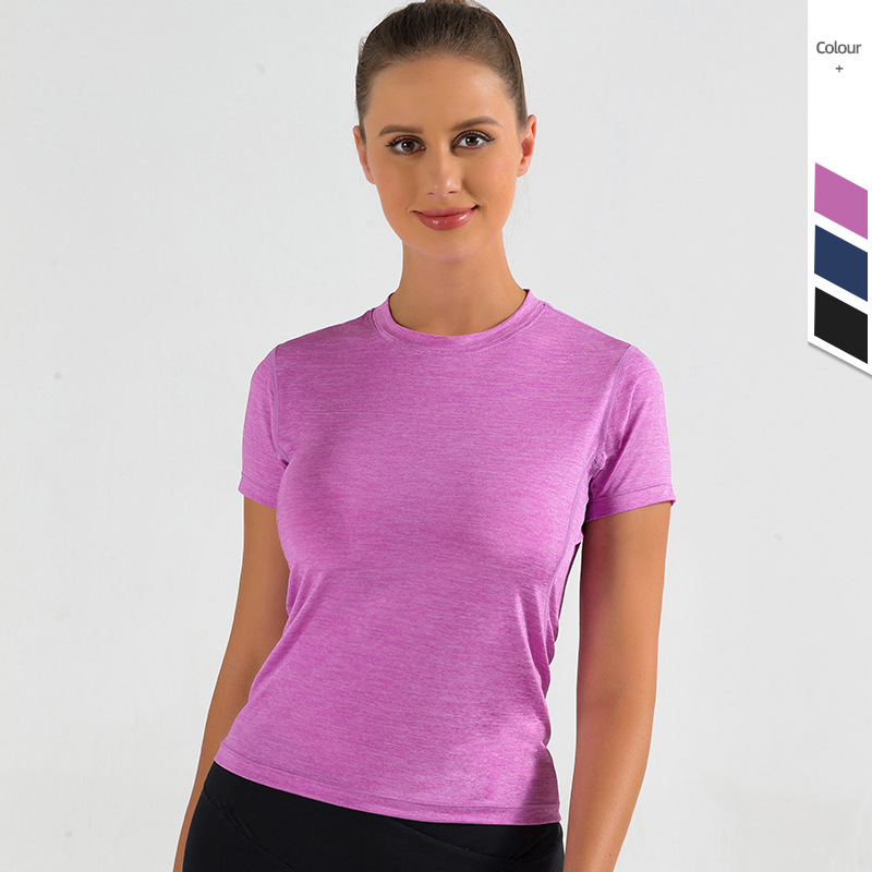 Top Deportivo de Manga Corta para Mujer, Cuello Redondo, Secado Rápido, Colorido, para Correr, Fitness, Yoga, Ajustado y Transpirable, Otoño/Invierno 2025